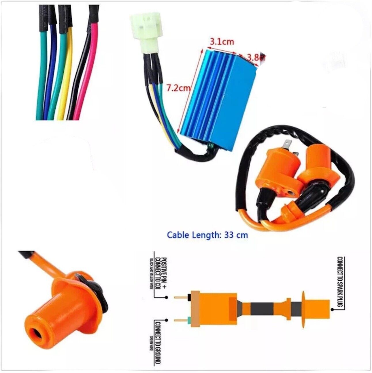 Ignition Coil 6 Pin CDI Box Kit For Pit Bike AVT Scooter GY6 Go Kart 50-150CC