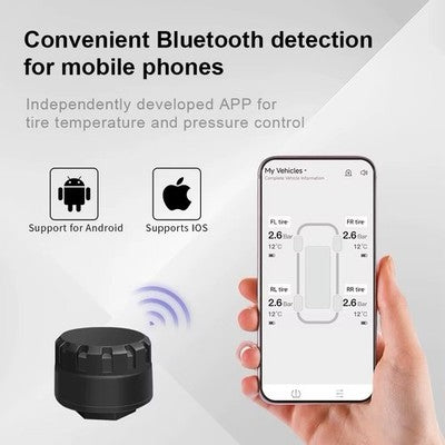 Universal Bluetooth TPMS Tyre Pressure Motorcycle Car 4 Sensors iOS Android