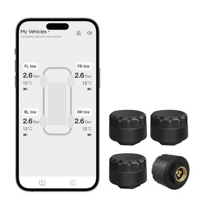 Universal Bluetooth TPMS Tyre Pressure Motorcycle Car 4 Sensors iOS Android