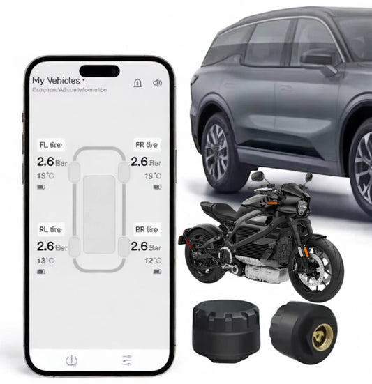 Universal Bluetooth TPMS Tyre Pressure Motorcycle Car 2 Sensors iOS Android
