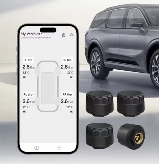 Universal Bluetooth TPMS Tyre Pressure Motorcycle Car 4 Sensors iOS Android